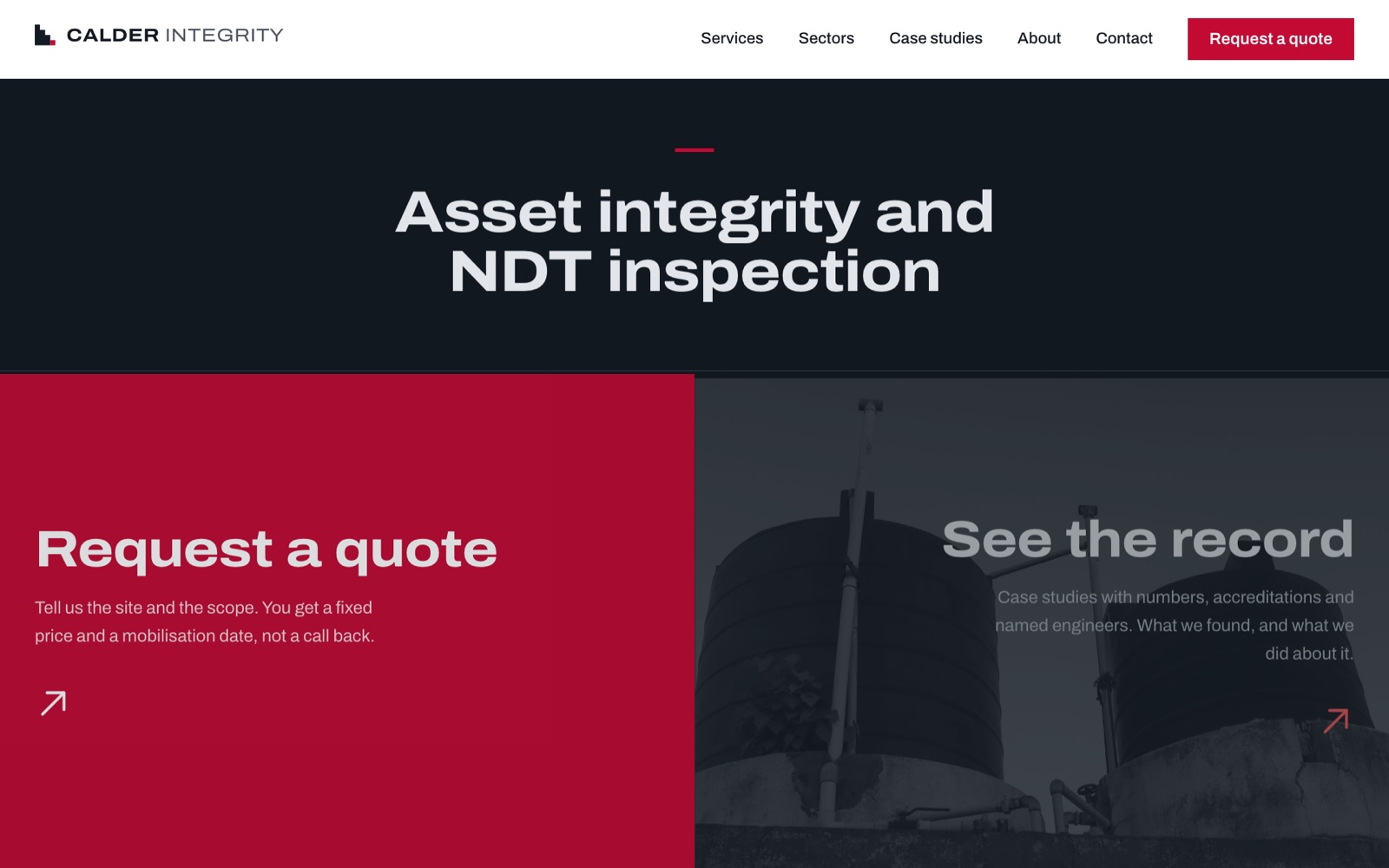 The Calder Integrity site we built