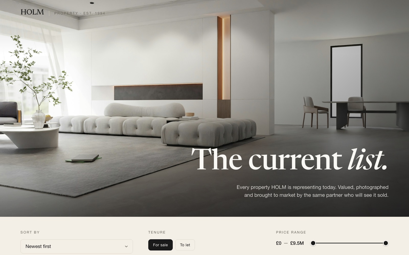 The HOLM Listings site we built